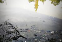 Kondisi sampah di tiap sudut kolam disekitar tugu pahlawan Toha Jl. Raya Dayeuhkolot Kecamatan Dayeuhkolot Kabupaten Bandung 