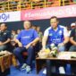 Susilo Bambang Yudhoyono dan Agus Harimurti Yudhoyono didampingi rombongan saat menyaksikan pertandinga Proliga 2023 di Jalak Harupat, Soreang, Kamis (5/1/2023)