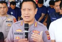 Kapolresta Bandung Kombes Pol Kusworo Wobowo saat menggelar konferensi pers di Mapolresta Bandung. Selasa, 22 Agustus 2023.