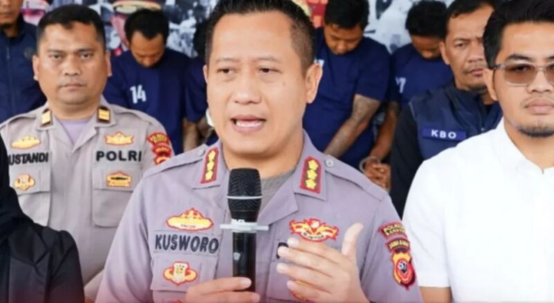 Kapolresta Bandung Kombes Pol Kusworo Wobowo saat menggelar konferensi pers di Mapolresta Bandung. Selasa, 22 Agustus 2023.