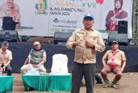 Ketua Harian Kwarcab Pramuka Kabupaten Bandung H. Saeful Bachri, S.H., M.AP saat memberika materi kepada peserta Raimuna Cabang XVII Kabupaten Bandung Th 2023 di Hejo Porest Rancabali. kamis (16/11/2023)