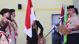 Prosesi pelantikan pramuka garuda oleh Ketua Harian Kwarcab Gerakan Pramuka Kabupaten Bandung H. Saeful Bachri, S.H., M.A.P