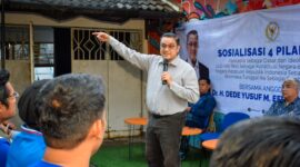 Wakil Ketua Komisi X DPR Dede Yusuf Macan Effendi saat sosialisasi empat pilar MPR di Kabupaten Bandung (3/5/2024)