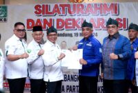 Partai Kebangkitan Bangsa (PKB) dan Demokrat Deklarasi Koalisi dan sepakat usung Dadang Supriatna kembali maju di Pilkada Kabupaten Bandung 2024. Minggu (19/5/2024)