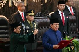 Prabowo Subianto saat melakukan ucap janji sebagai presiden Republik Indonesia 2024-2029