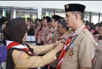 Ketua Kwarcab Kabupaten Bandung Kak Hj. Emma Detty Permanawati melantik 130 Unsur Kwarran dan Mabiran se Kabupaten Bandung. Sabtu (2/5/2025) 