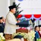 Presiden Prabowo Subianto untuk pertama kalinya membaca teks proklamasi,