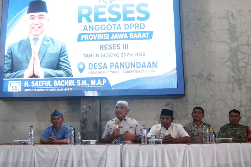 Pelaksanaan Reses III Tahun Anggaran 2025-2026 Anggota DPRD Provinsi Jawa Barat H. Saeful Bachri. S.H., M.A.P di Aula Desa Panundaan Kecamatan Ciwidey Kabupaten Bandung. Jumat919/6/2026)