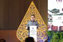 Menteri Perdagangan (Mendag) Budi Santoso memberikan pidato kunci dalam acara konferensi kakao internasional The 9th Indonesia International Cocoa Conference (IICC), Yogyakarta, Kamis (23/7/2026) - (Foto ANTARA) 