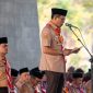Kak Dadang Supriatna selaku Mabicab Gerakan Pramuka Kabupaten Bandung pada HUT Paramuka ke-65 Tingkat KAbupaten Bandung. Soreang, Senin (24/08/2026)