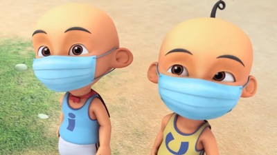 Upin dan Ipin selalu kencang menyuarakan kabut asap di Malaysia akibat kebakaran hutan di Indonesia yang tak kunjung berakhir. (Les' Copaque)